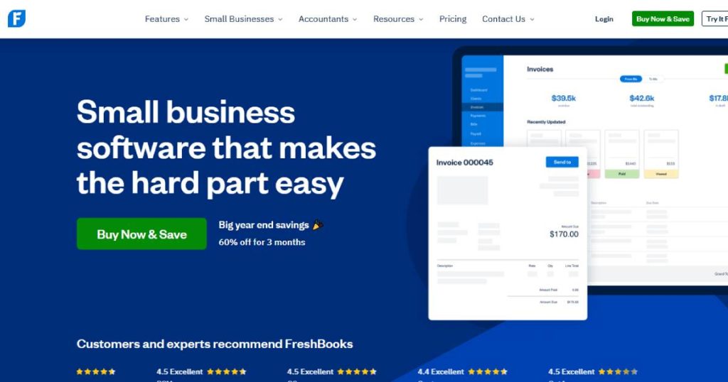 freshbooks home page
